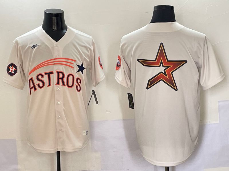 Men Houston Astros Blank Cream Five generations Joint Name 2025 Nike MLB Jersey style 13->houston astros->MLB Jersey